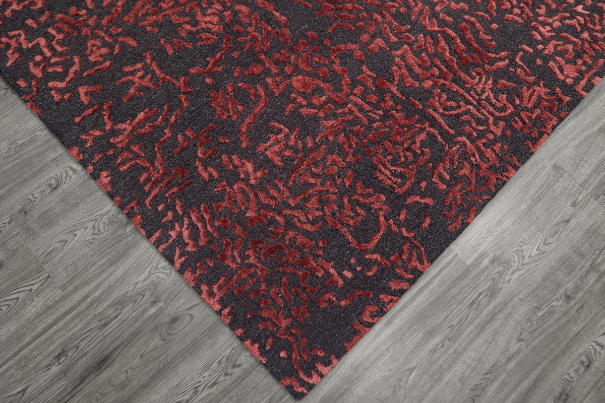 Hand-Tufted Wool Rug – Black & Crimson | Beluga Obsidian Rouge TF79