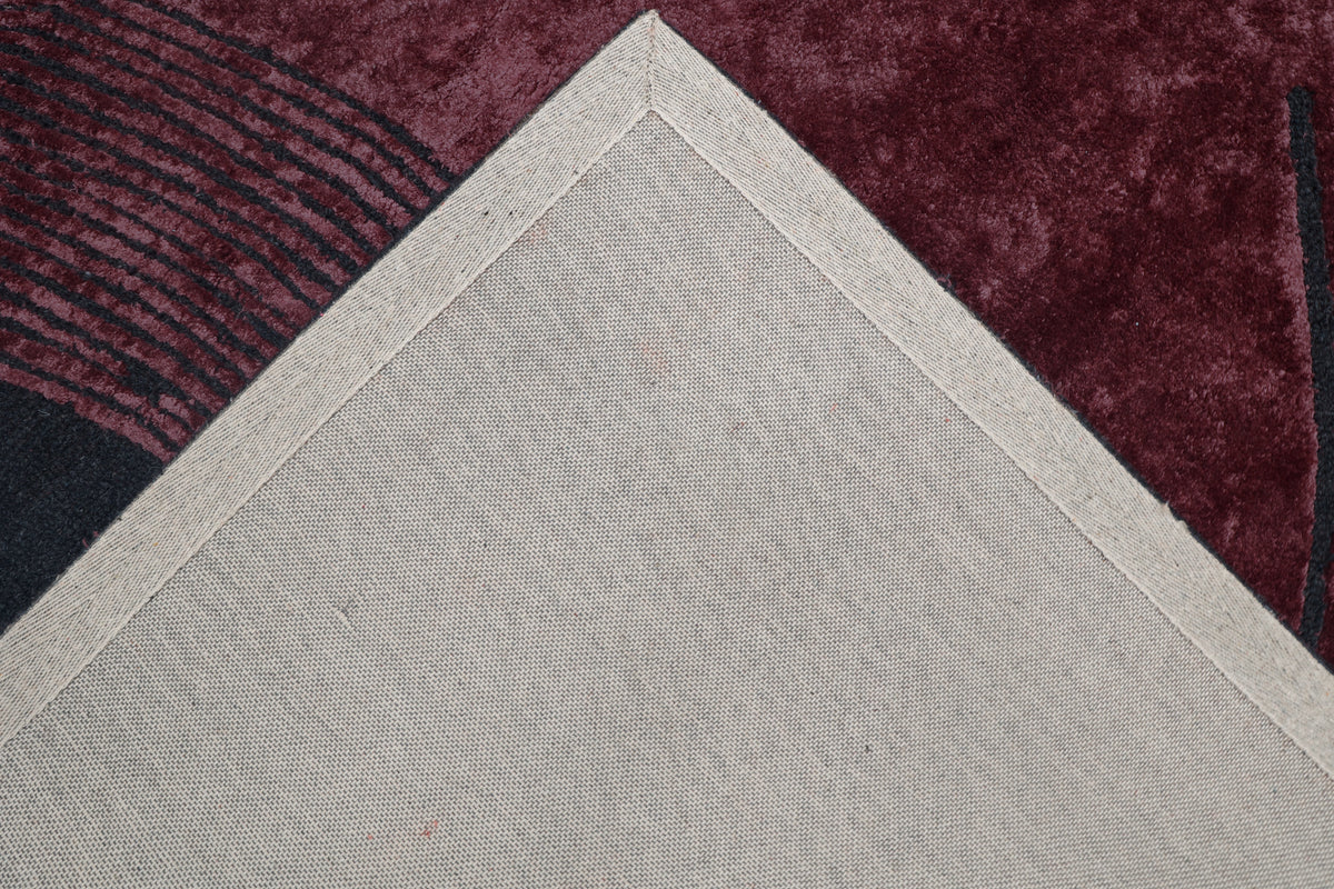 Red Black Hand-Tufted Wool Blend Area Rug | Beluga Design 80