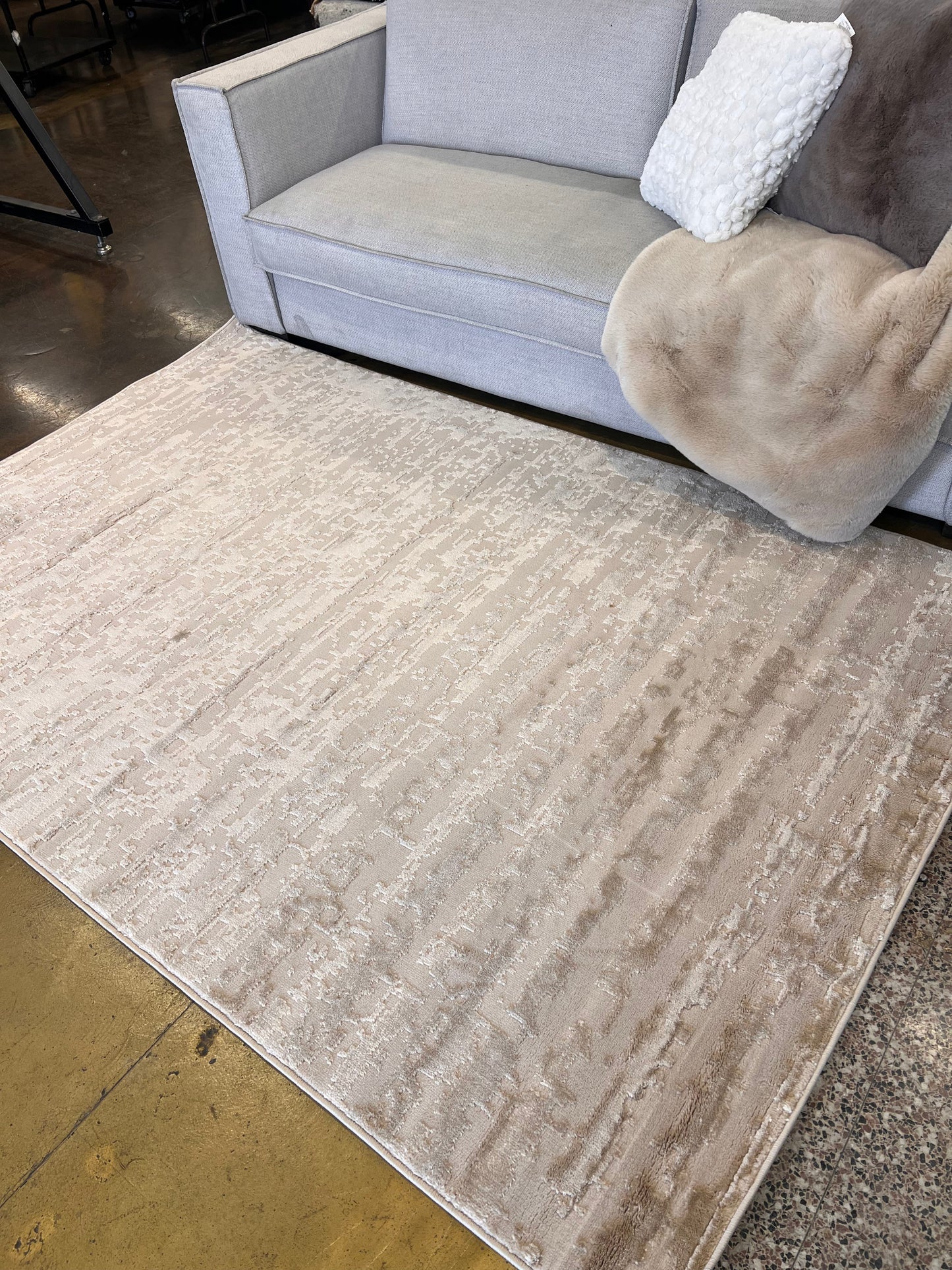 Tone-on-Tone Sandy Beige Rug Crafted with High-Low Mocha Soft finish Detail - NUDE 29