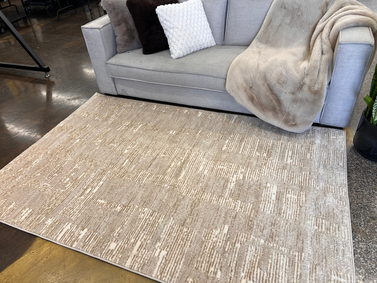 Tone-on-Tone Sandy Beige Rug Crafted with High-Low Mocha Soft finish Detail - NUDE 29