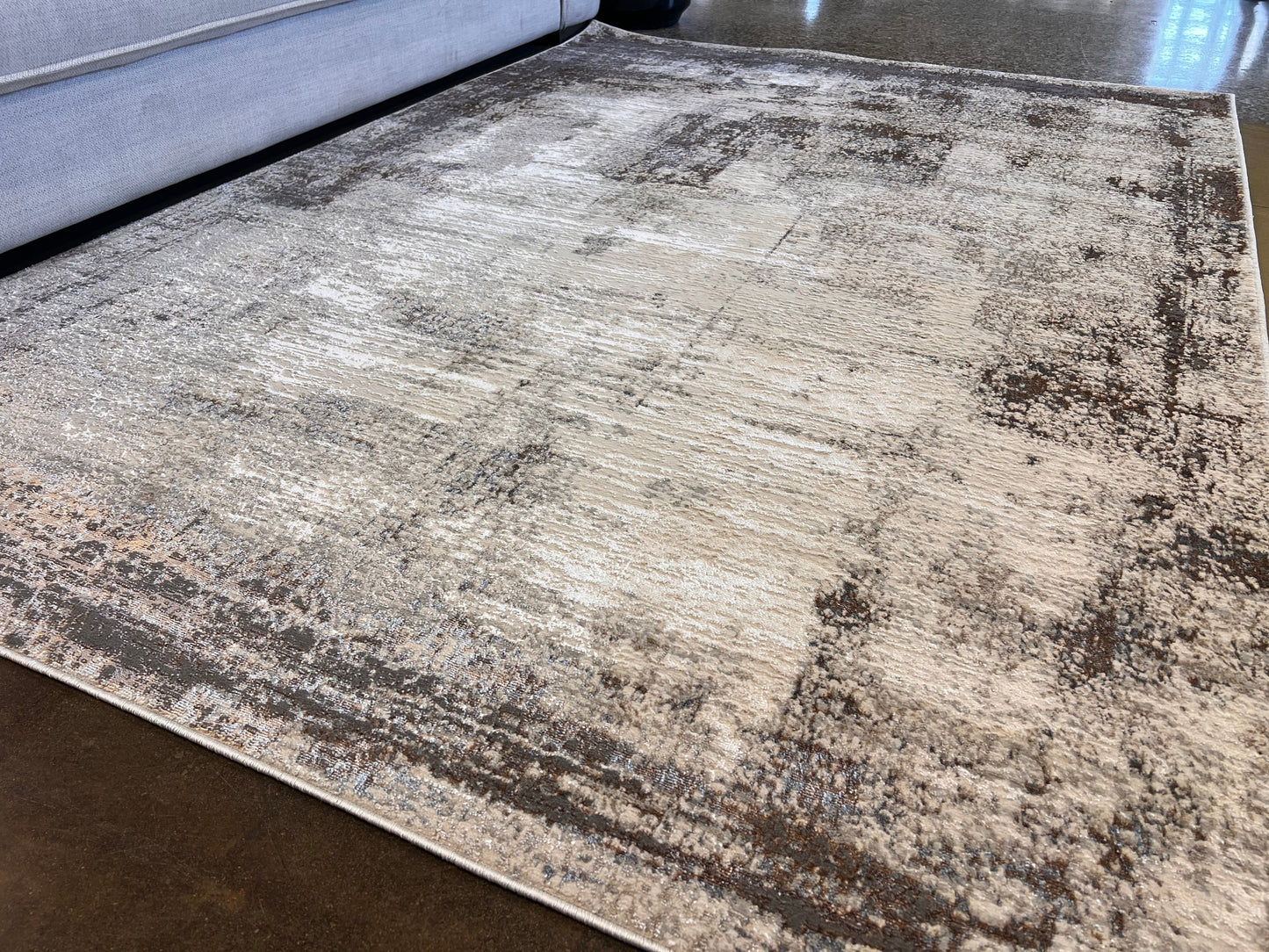 Cream & Gold Rug with Two-Tone Bronze and Copper Abstract Design - KAI 214