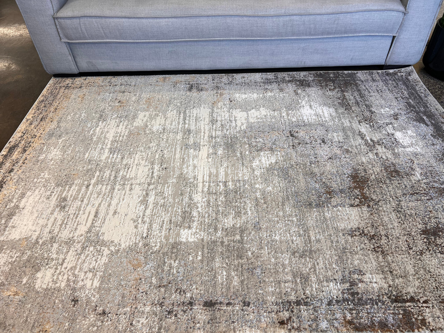 Cream & Gold Rug with Two-Tone Bronze and Copper Abstract Design - KAI 214