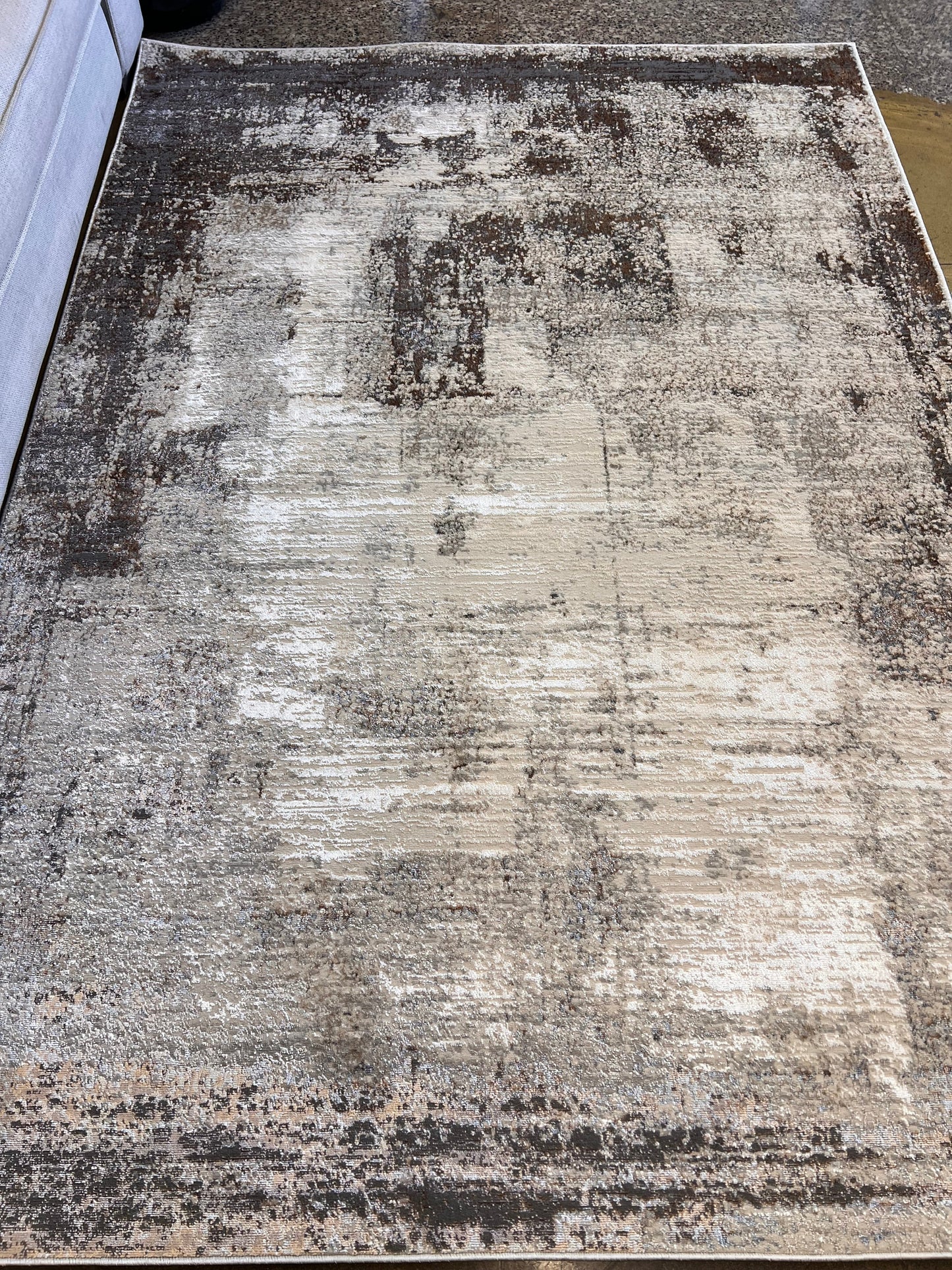 Cream & Gold Rug with Two-Tone Bronze and Copper Abstract Design - KAI 214
