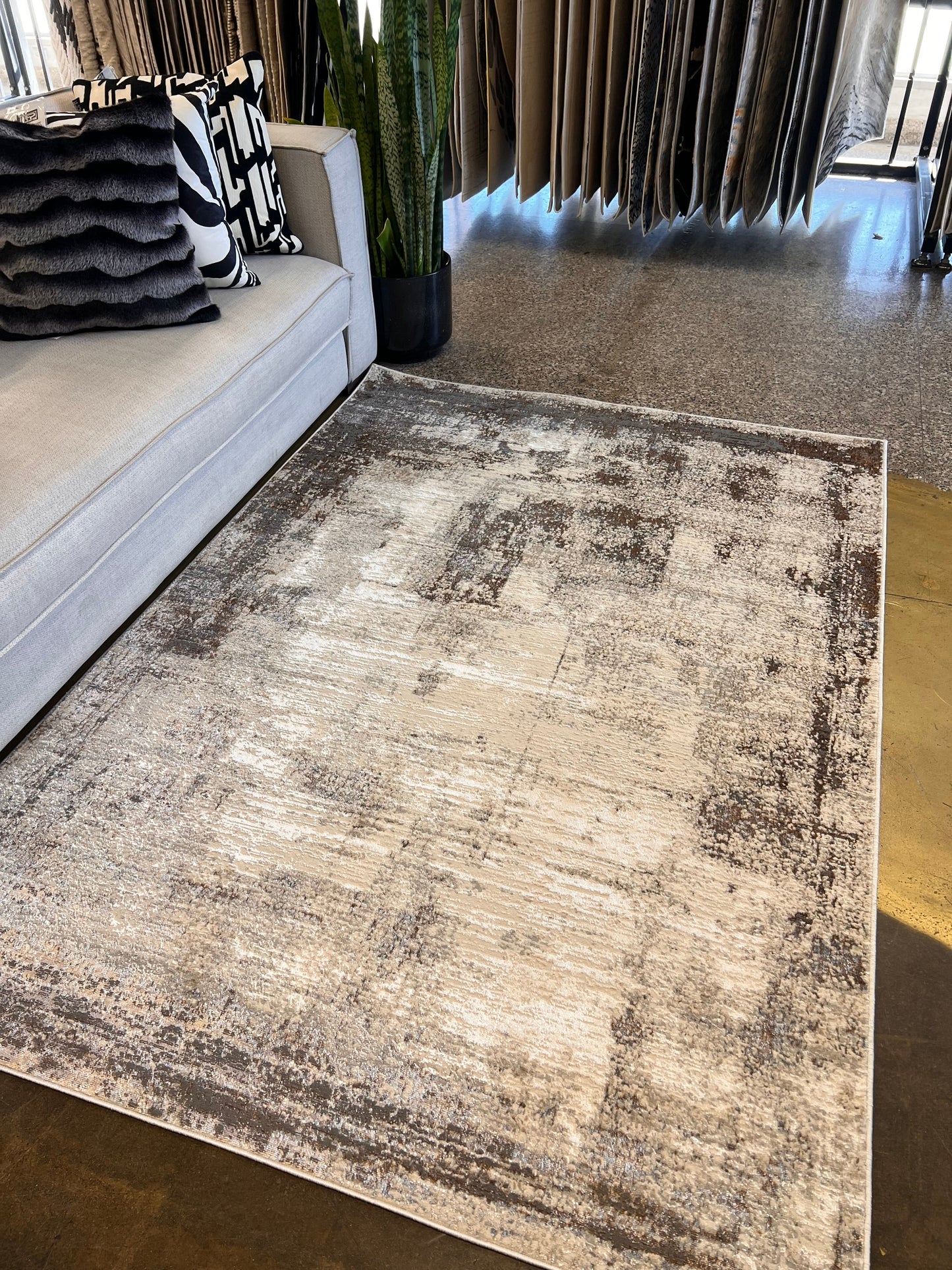 Cream & Gold Rug with Two-Tone Bronze and Copper Abstract Design - KAI 214