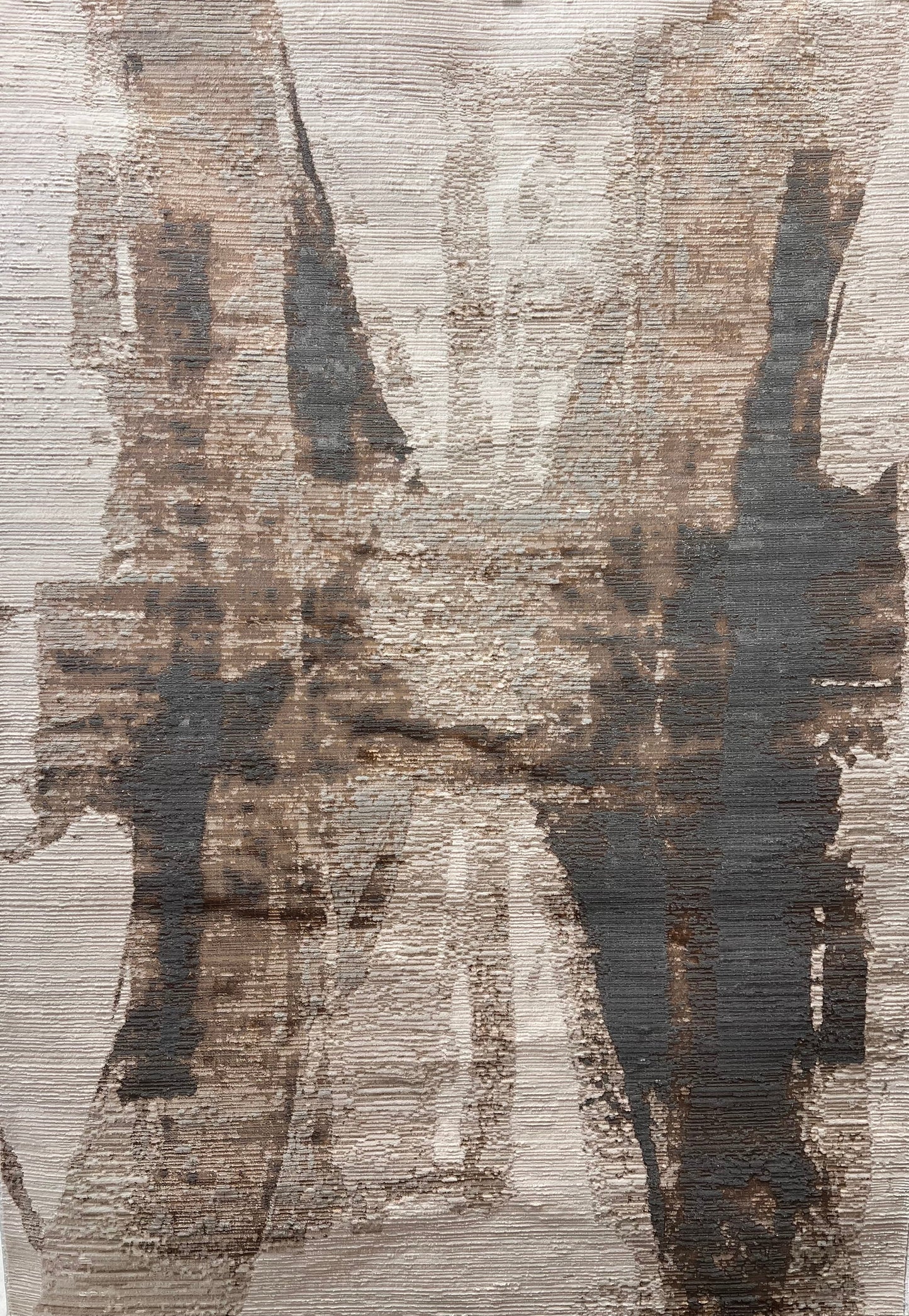 Cream Rug with Two-Tone Gold, Copper & Grey Abstract Accents - KAI 217