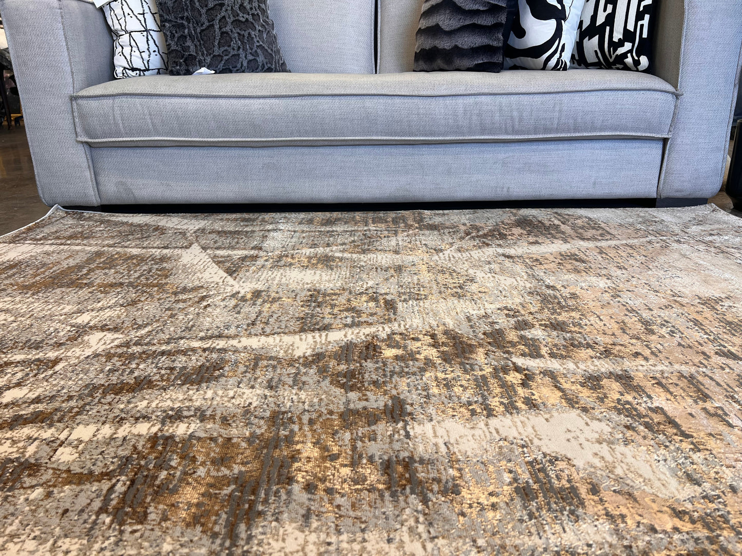 Soft-Touch Gold Beige Rug with Copper Two-Tone Design - KAI 218