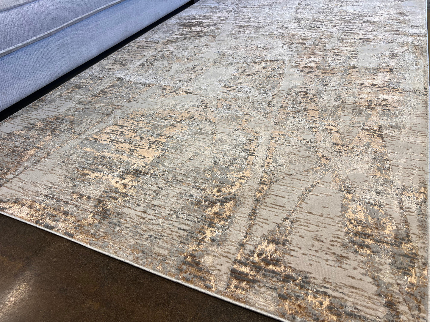 Soft-Touch Gold Beige Rug with Copper Two-Tone Design - KAI 218