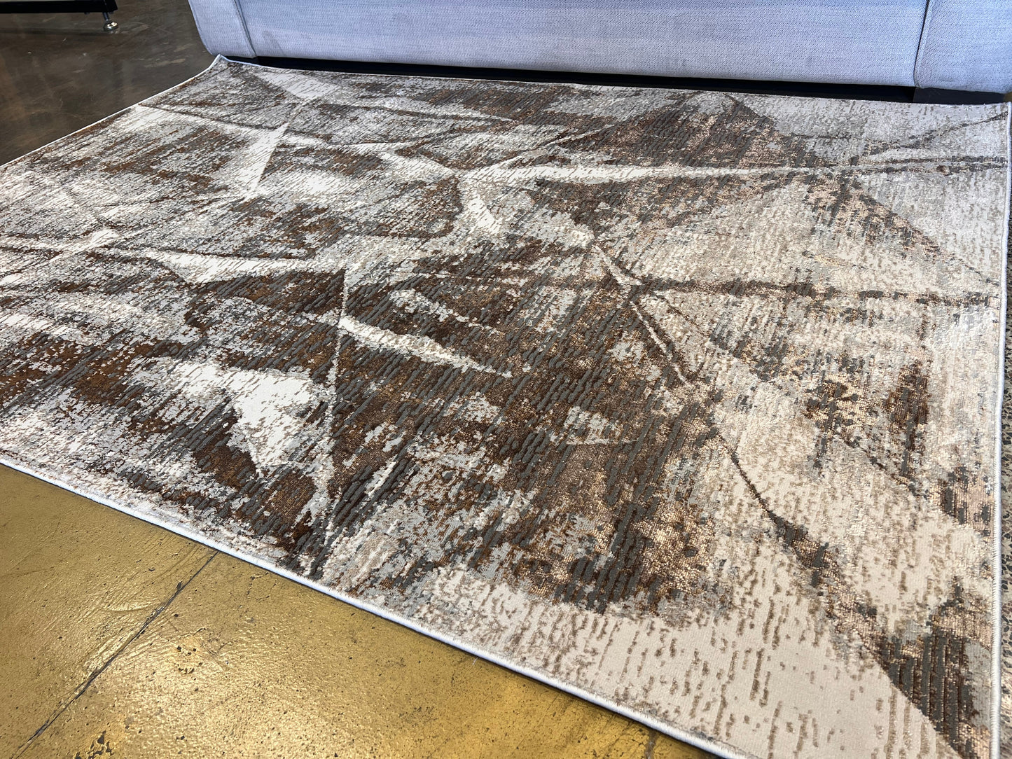 Soft-Touch Gold Beige Rug with Copper Two-Tone Design - KAI 218