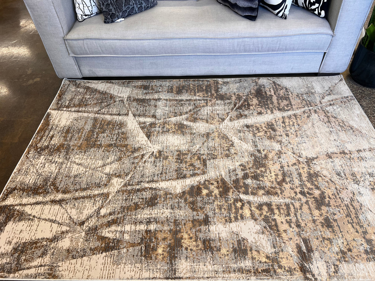 Soft-Touch Gold Beige Rug with Copper Two-Tone Design - KAI 218