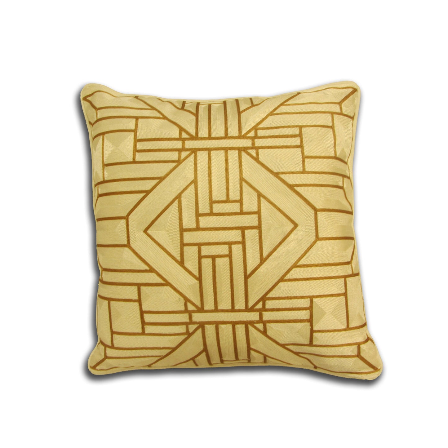 White Throw Pillow with Ivory and Gold Holographic Embroidered Stitching - SEV006.