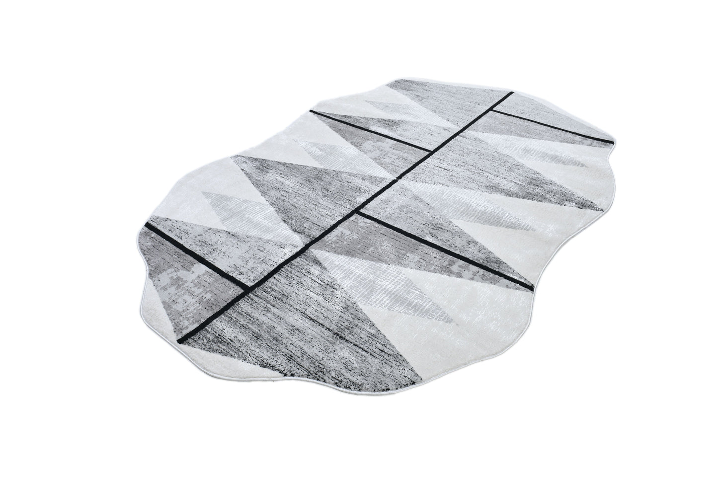 Silver-Toned with Charcoal patterns and Bold Irregular Black Geometric Detailing - Z327A