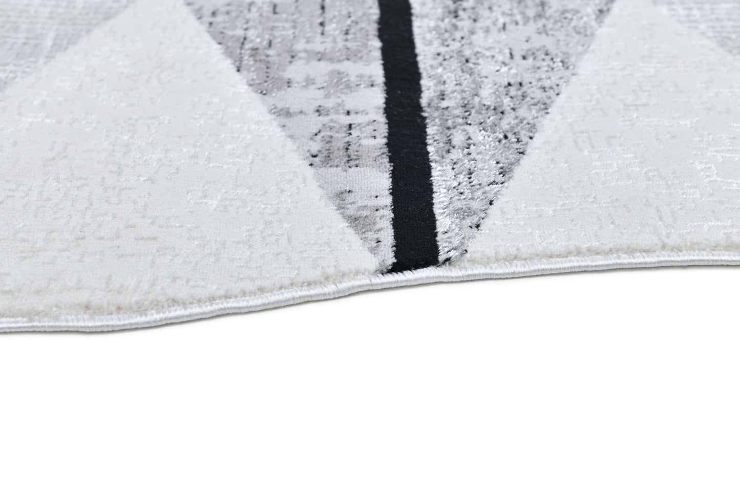 Silver-Toned with Charcoal patterns and Bold Irregular Black Geometric Detailing - Z327A