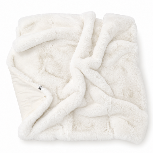 Luxury Chinchilla-Style Faux Fur Throw Blanket – Pure-White