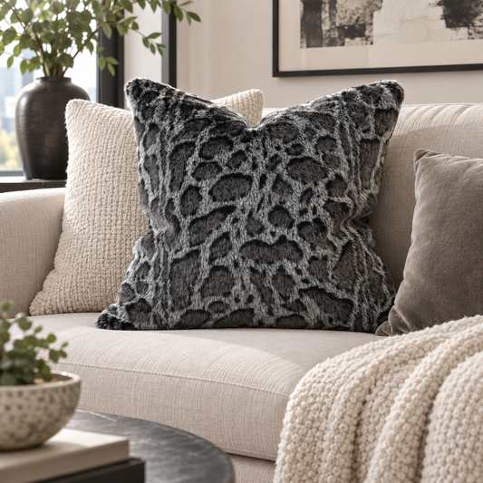 Luxe Black Leopard Faux Mink Throw Pillow – MINKO 12