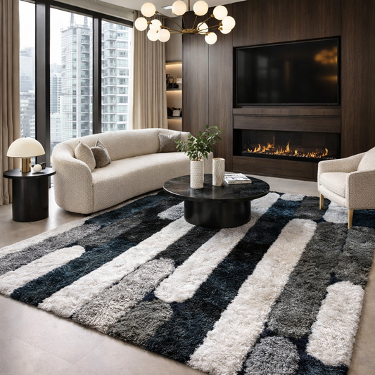 Shaggy Viscose Hand-Tufted Area Rug – Blue | SVD-76