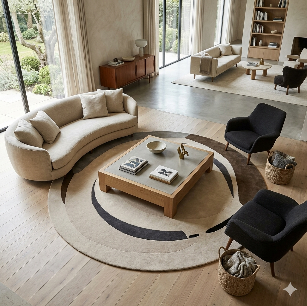 Hand-Tufted Wool Round Rug – Ivory Green | Beluga Design 78