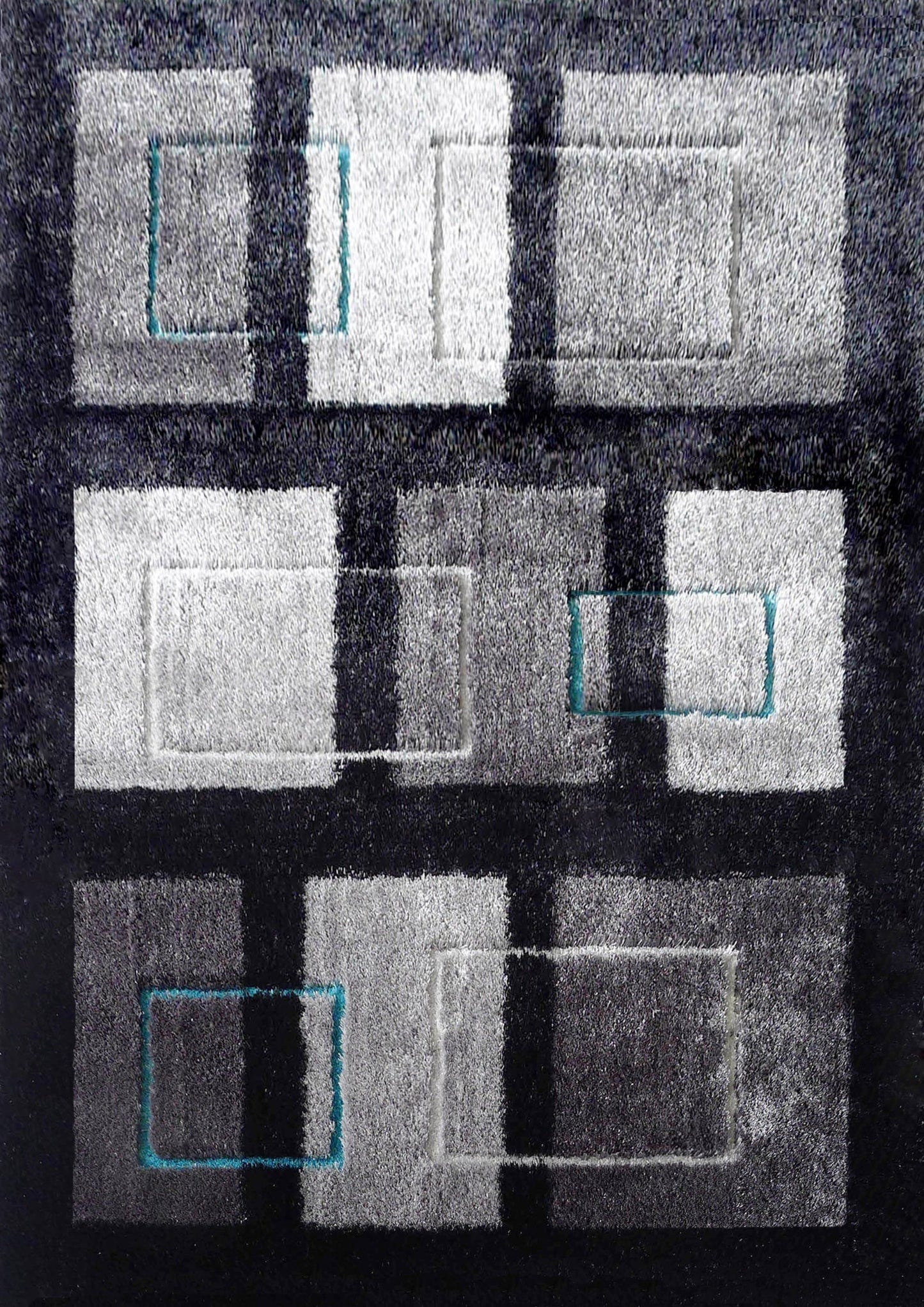 Vibrant Soft Cozy Box Design Shag Area Rug/Carpet