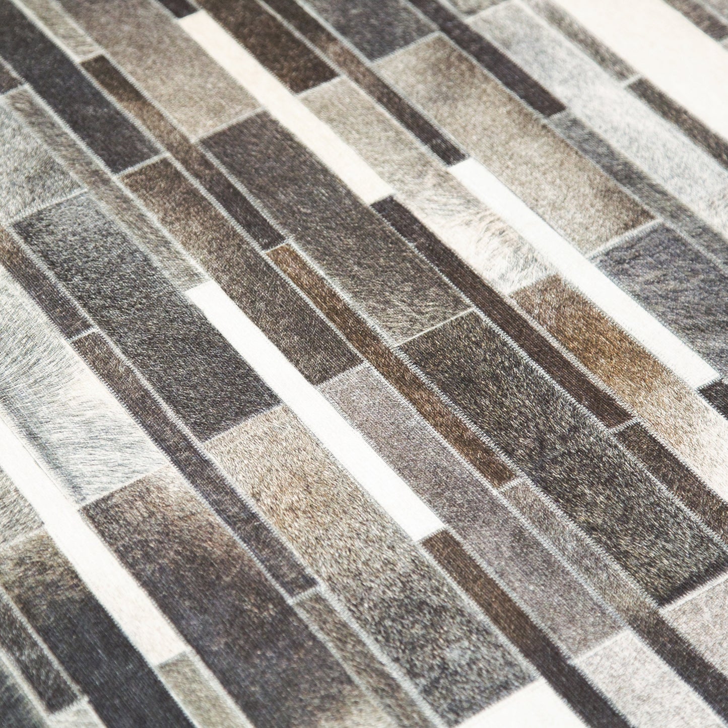 Vegan Patchwork Gray Black Brick Faux Hide/Cowhide Area Rug/Carpet