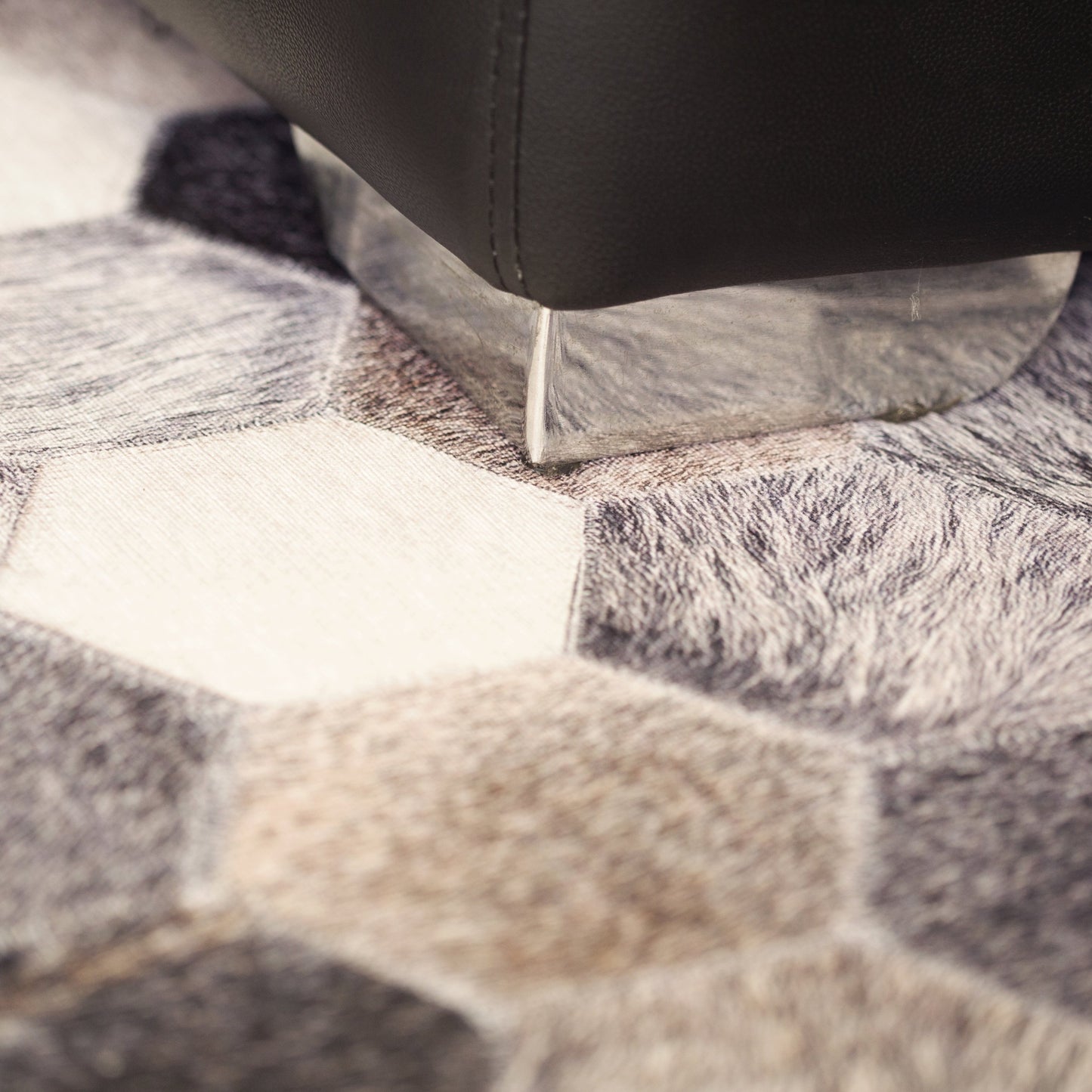 Vegan Geometric Gray Black Faux Hide/Cowhide Area Rug/Carpet