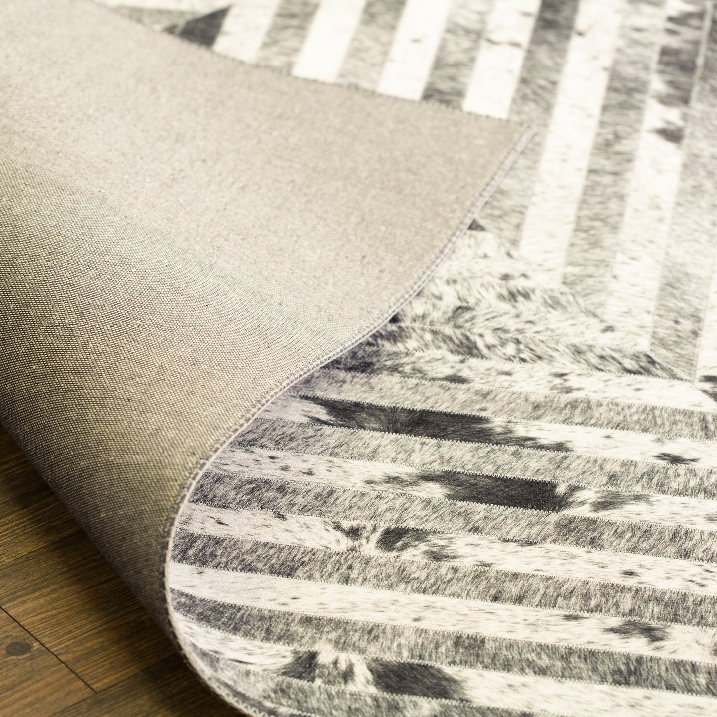 Geometric Vegan Hide Patchwork Vertical Lines Design Print Area Rug/Carpet