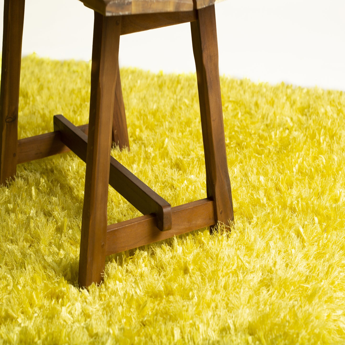 Crystal Shine Shag Plush Fluffy Ribbon Area Rug/ Carpet Yellow