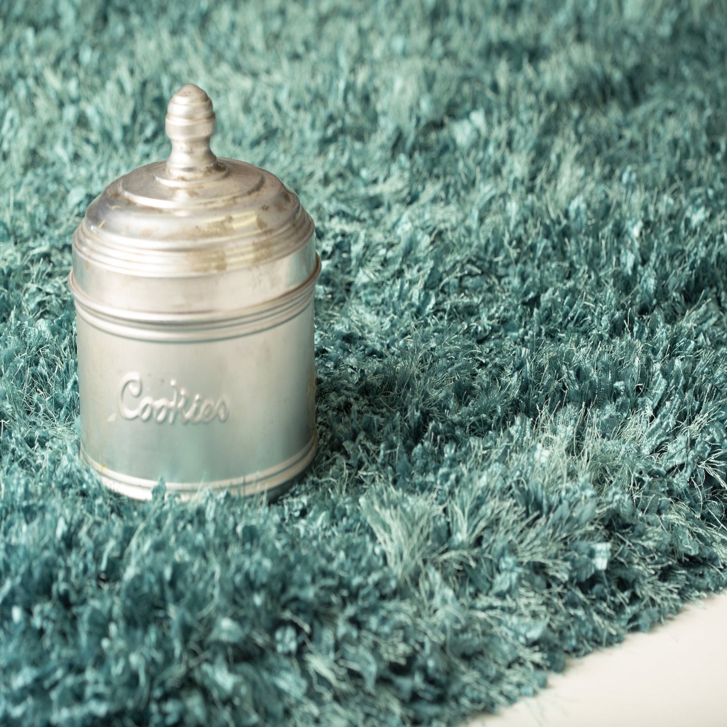 Crystal Shine Shag Plush Fluffy Ribbon Area Rug/ Carpet Green