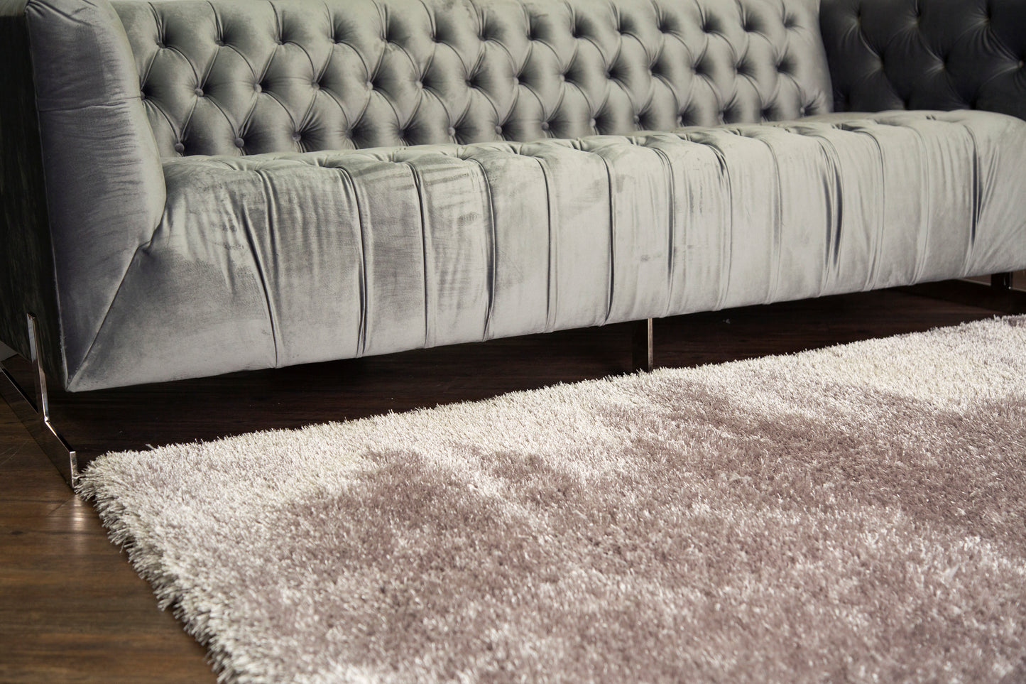 Plush Fluffy Soft Shinny Multi Textural Silver Shag Area Rug/Carpet