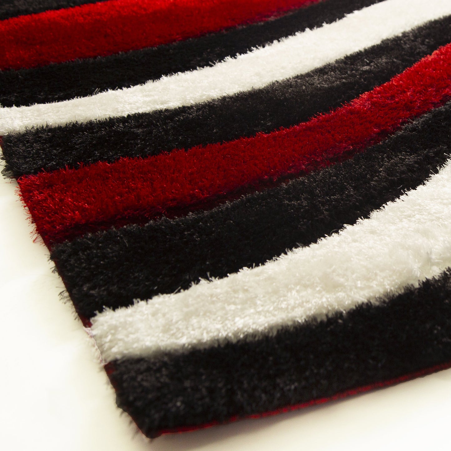 Plush Fluffy Shine 3D Wave Red White Black Shag Area Rug/Carpet