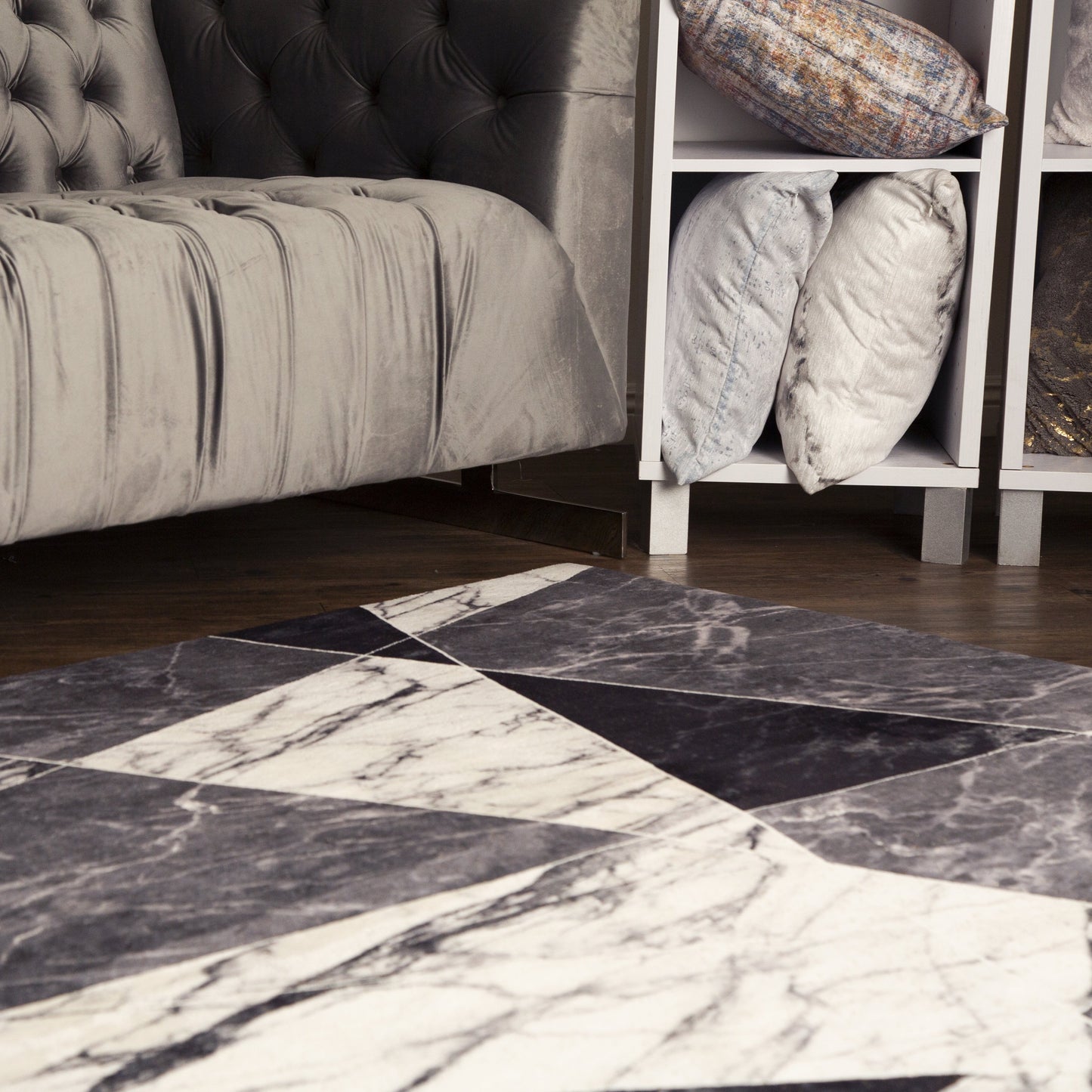 Ultra-soft Cozy Abstract Shimmery Foil Illuminating Area Rug/Carpet
