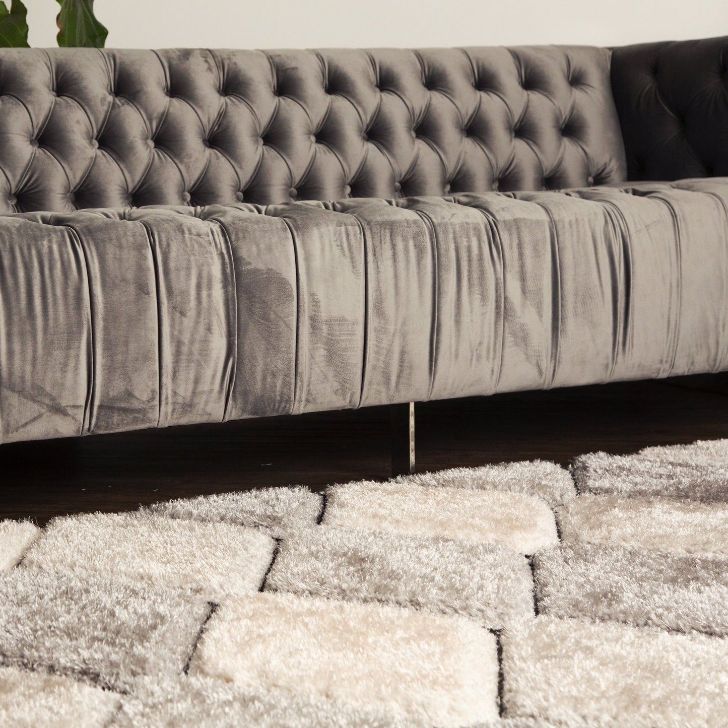 Plush Fluffy Shine 3D Dimond Silver/Gray Design Shag Area Rug/Carpet