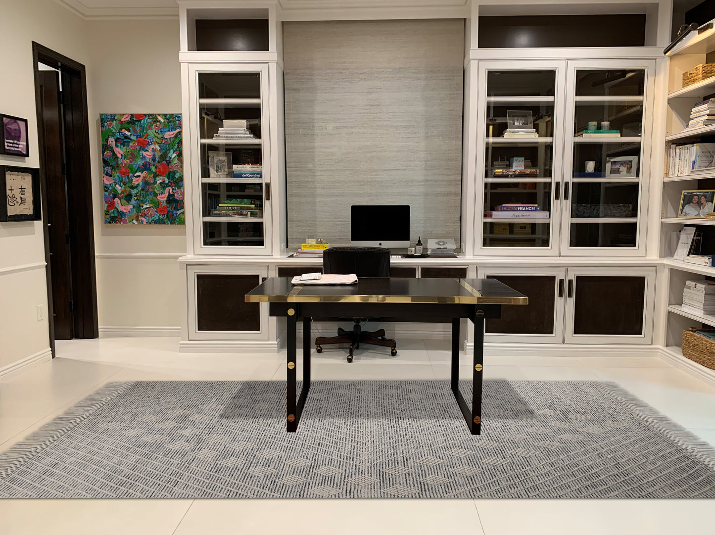 hand made hand knotted natural color beige mocha bohemian one of a kind textured raised rug modern office home diamond