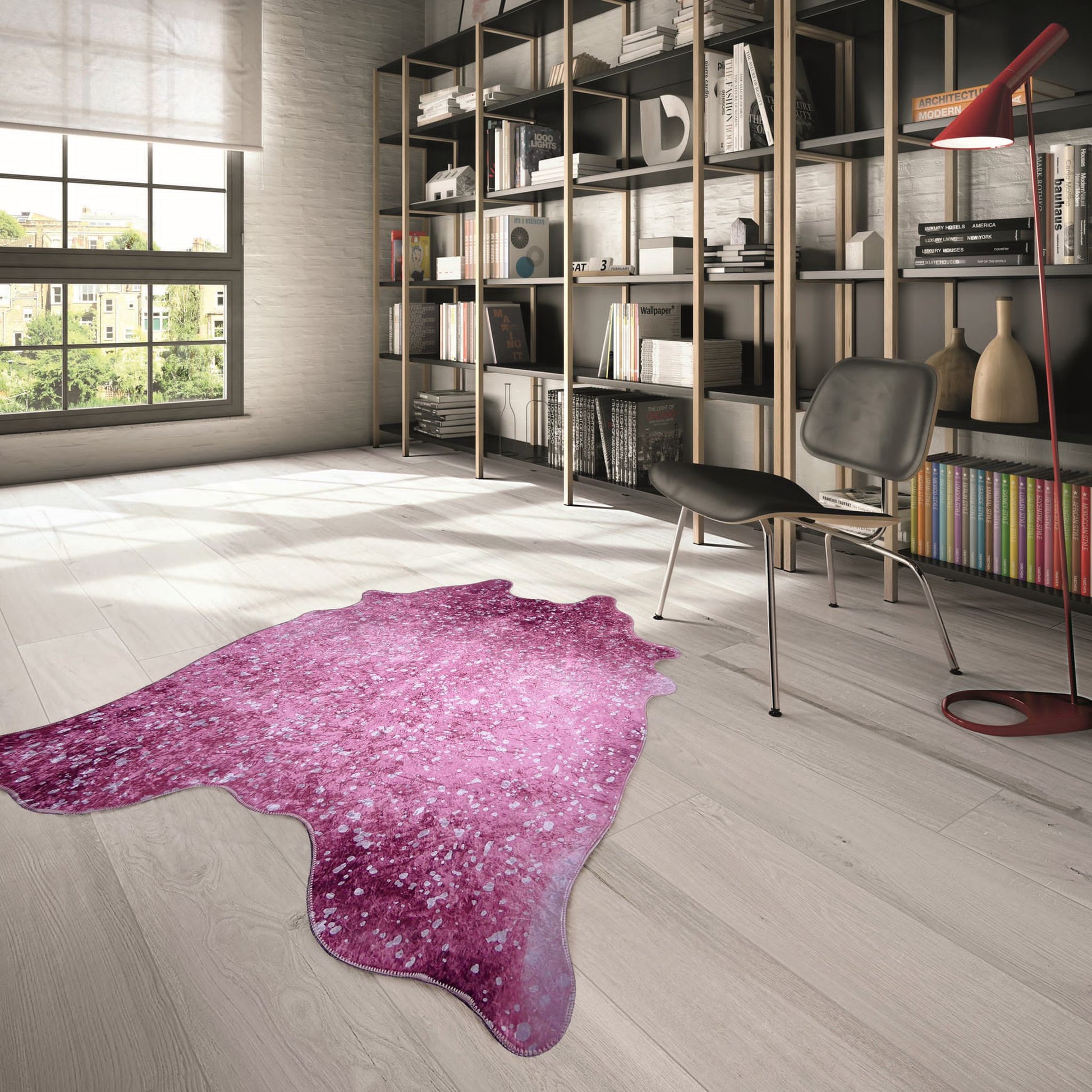 Vegan Metallic Shinny Glow Faux Hide/Cowhide Area Rug/Carpet