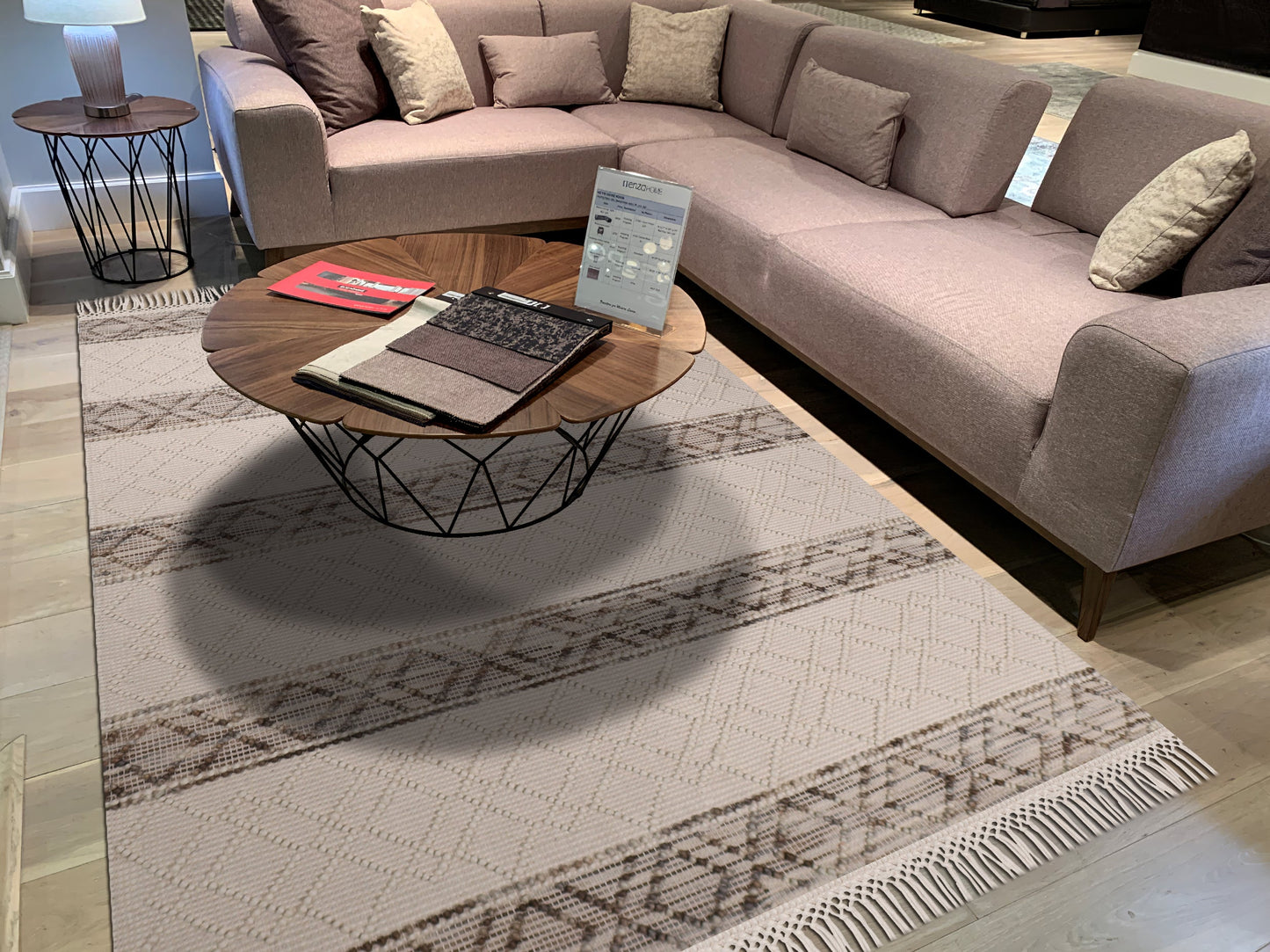 hand made hand knotted natural color beige mocha bohemian one of a kind textured raised rug