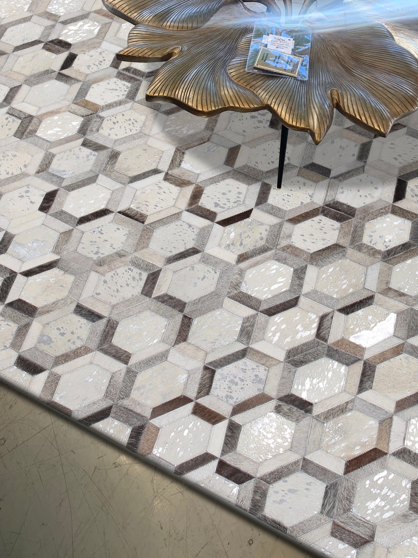 Handmade Natural Leather Patchwork Modern Style Cowhide Area Rug