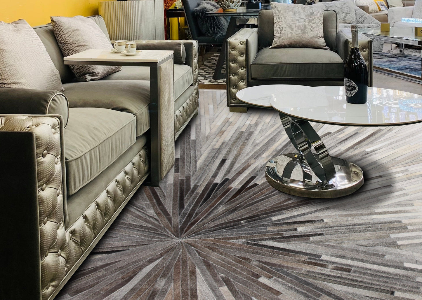 Handmade Abstract Patchwork Cowhide Area Rug PCH205