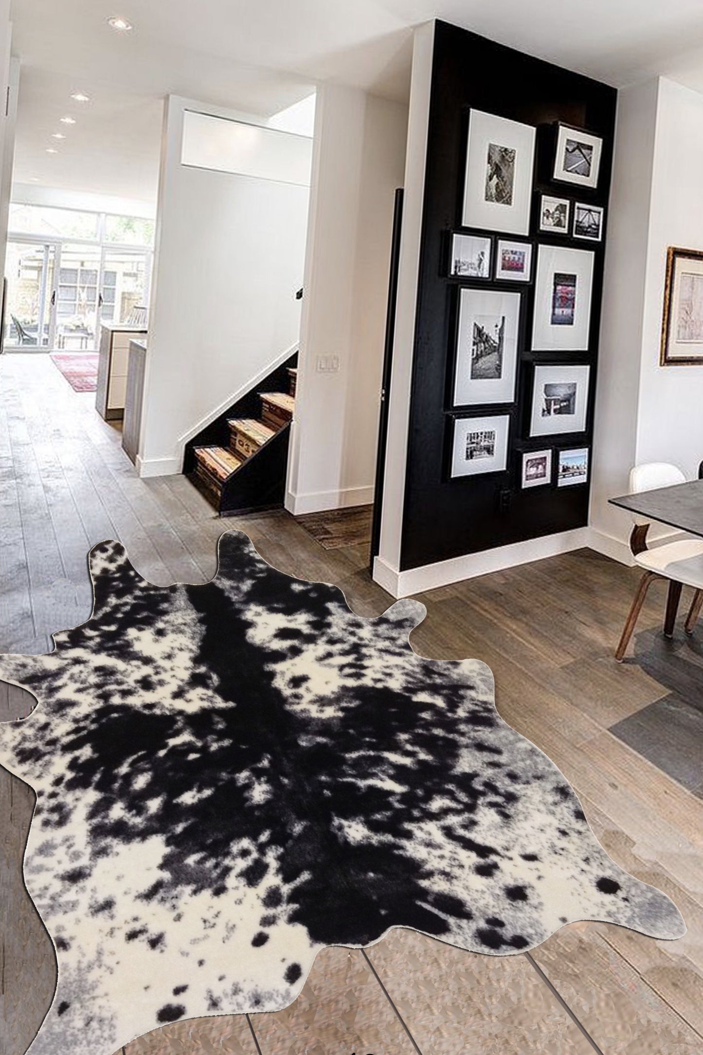 Vegan Cowhide Faux Print Black White Hide/Cowhide Area Rug/Carpet