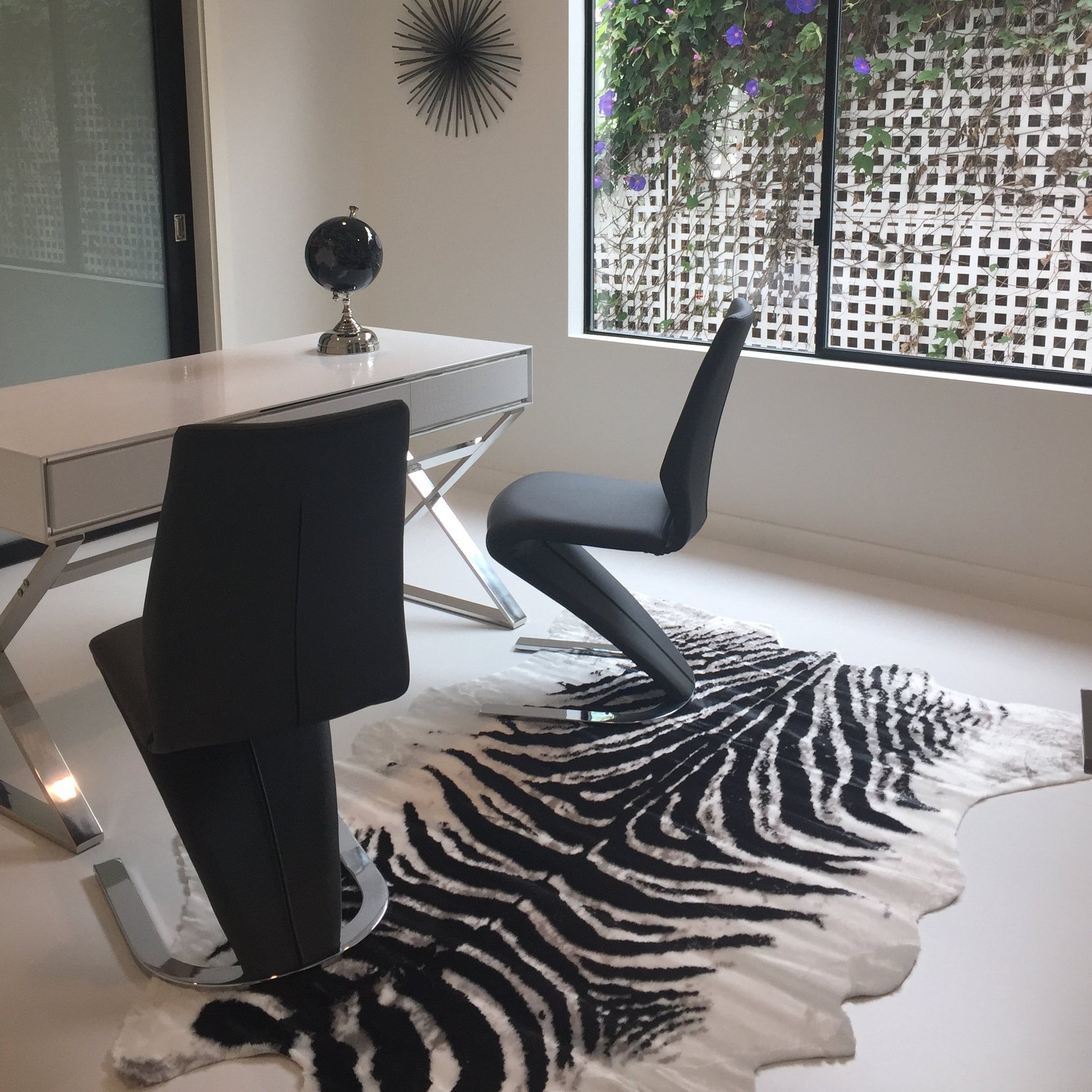 Zebra Print Vegan Faux Hide/Cowhide Area Rug/Carpet