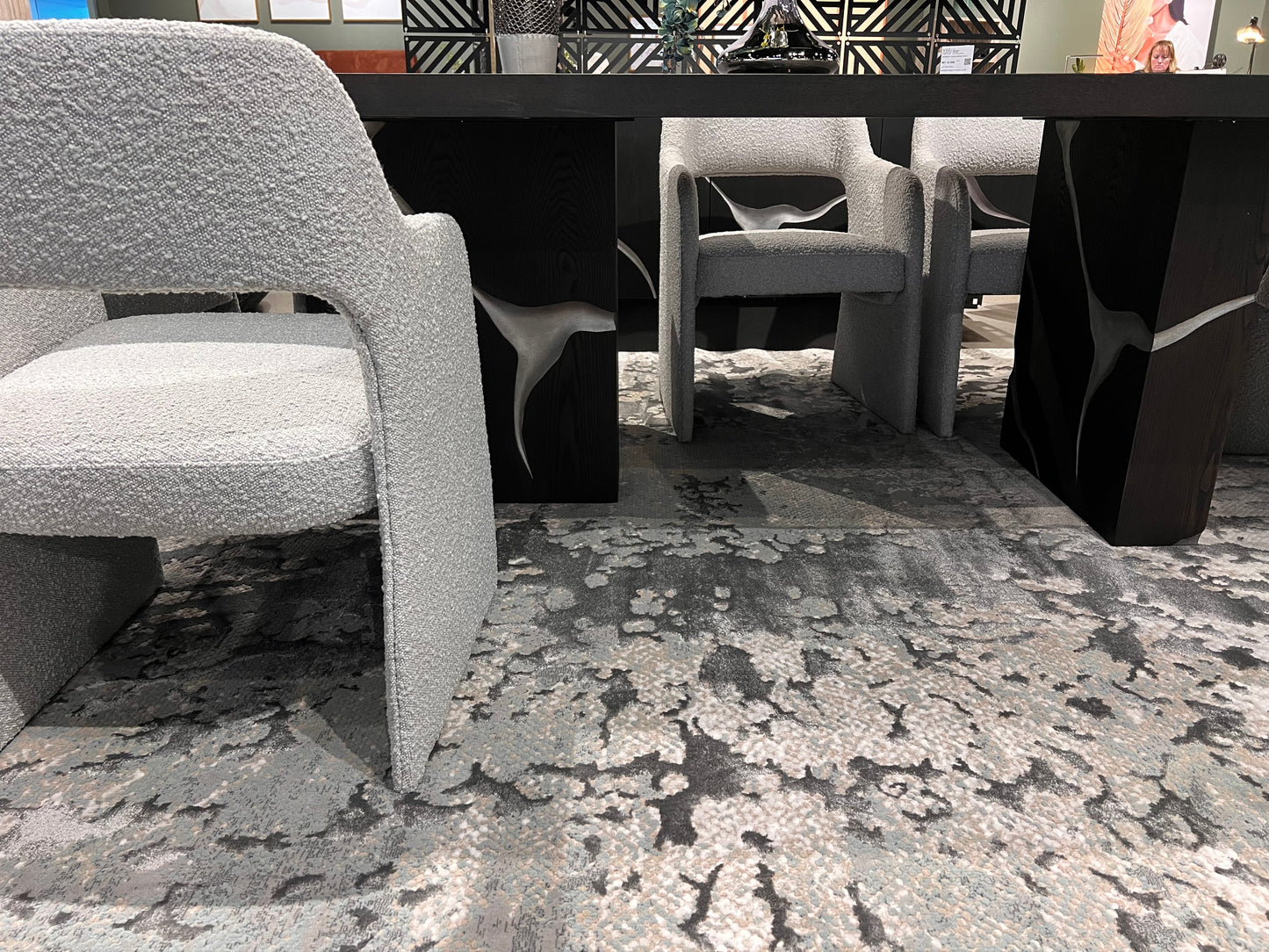 Contemporary Crème Rug with Tone-to-Tone on Charcoal, Silver Gray, Teal, and Warm Mocha High-Low Detail - METZ 4209.