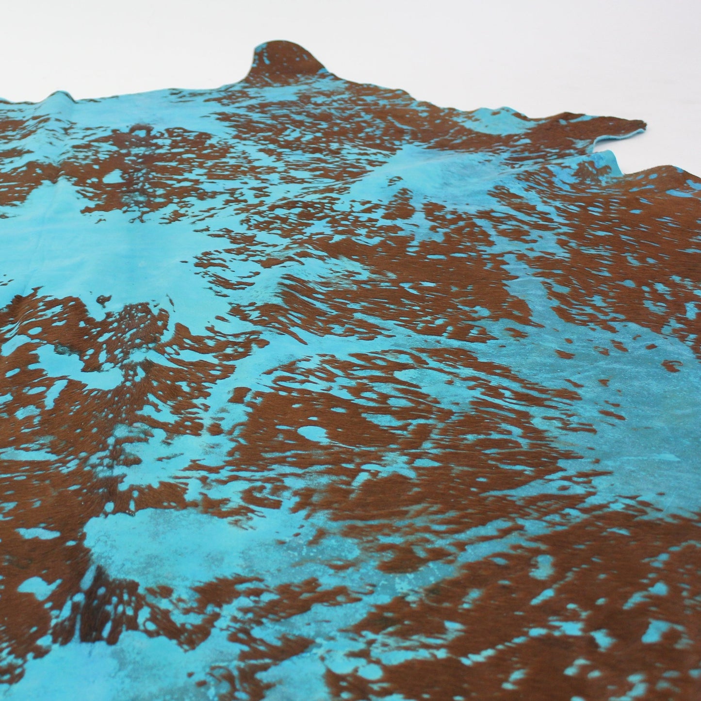 Real Leather Cowhide Distressed Aqua Blue
