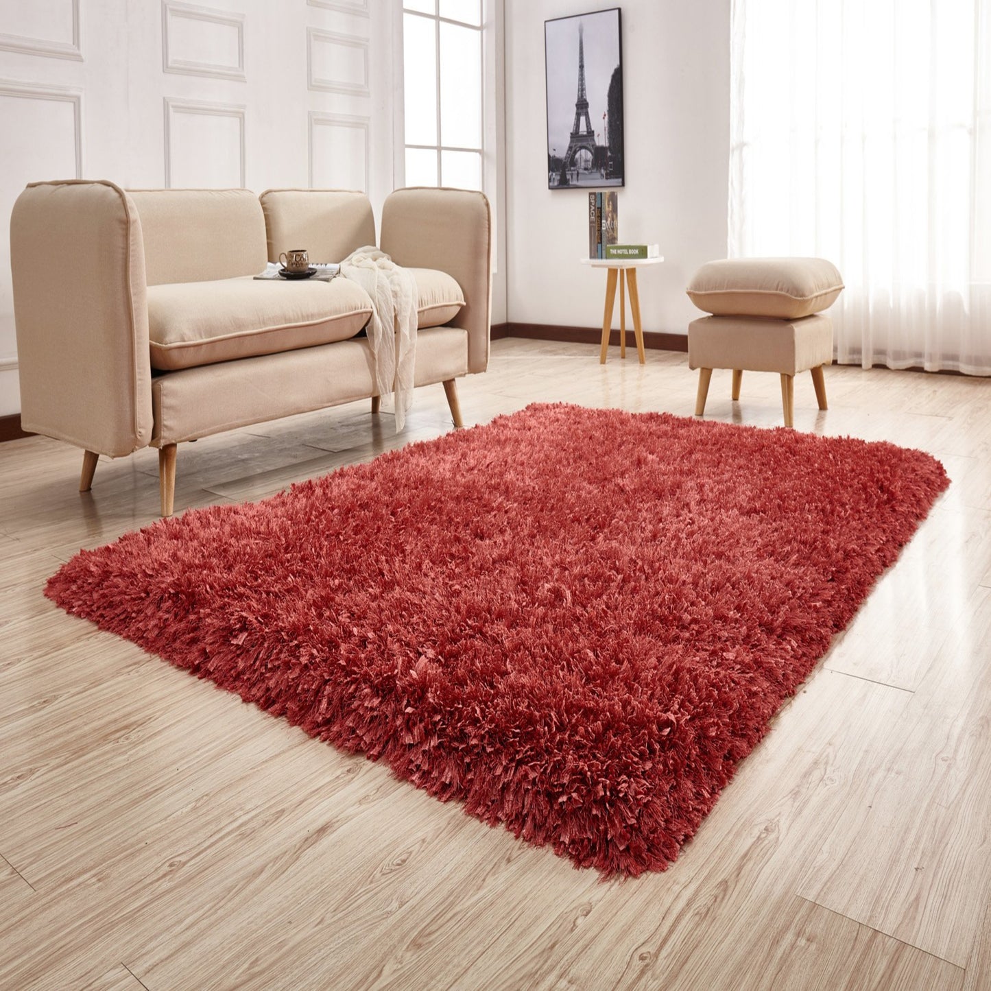 Crystal Shine Shag Plush Fluffy Ribbon Area Rug/ Carpet