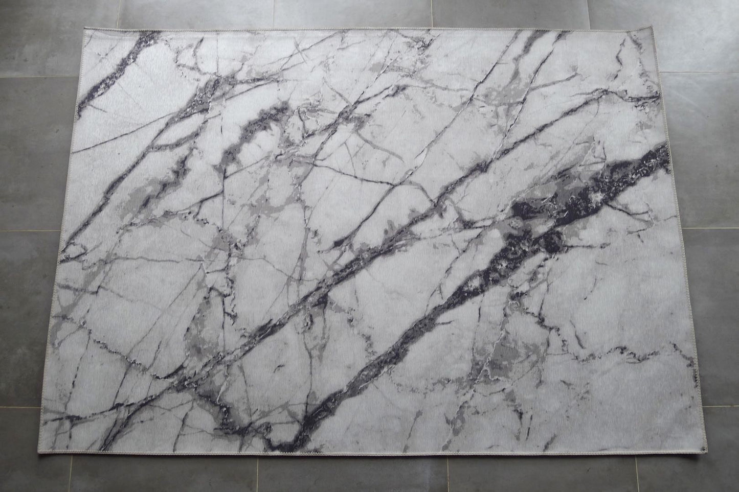 White Marble Vintage Print Design Area Rug/ Carpet