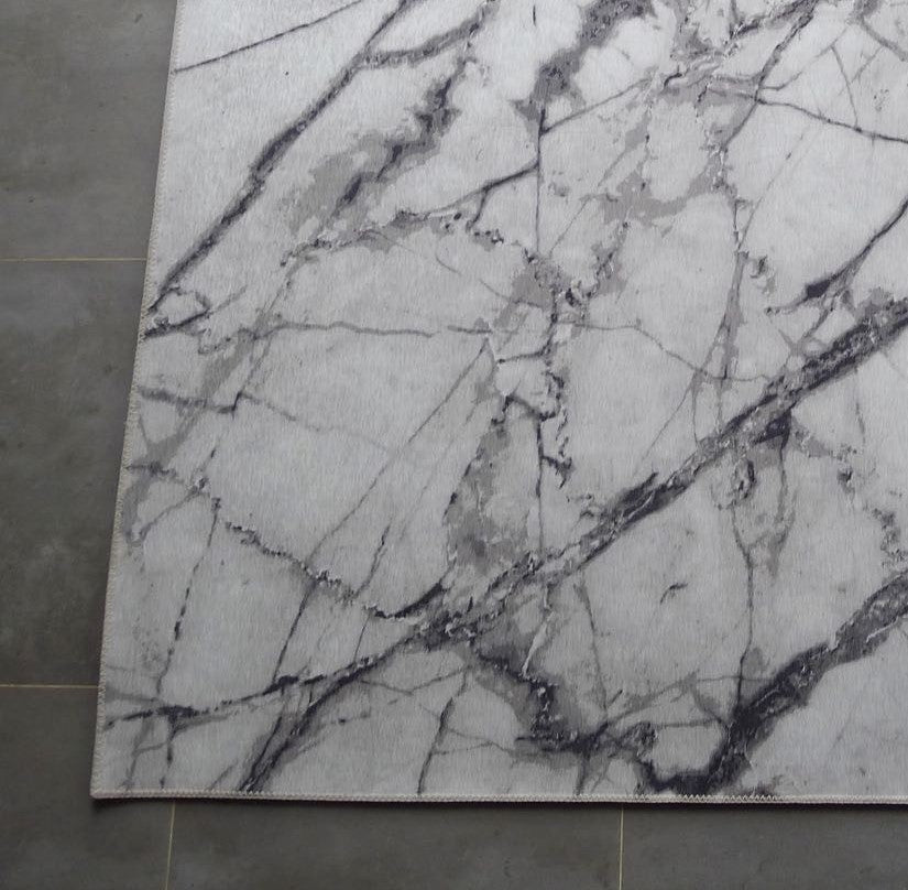 White Marble Vintage Print Design Area Rug/ Carpet