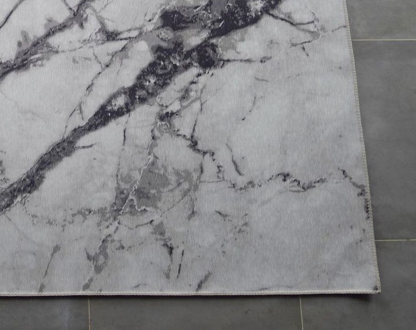White Marble Vintage Print Design Area Rug/ Carpet