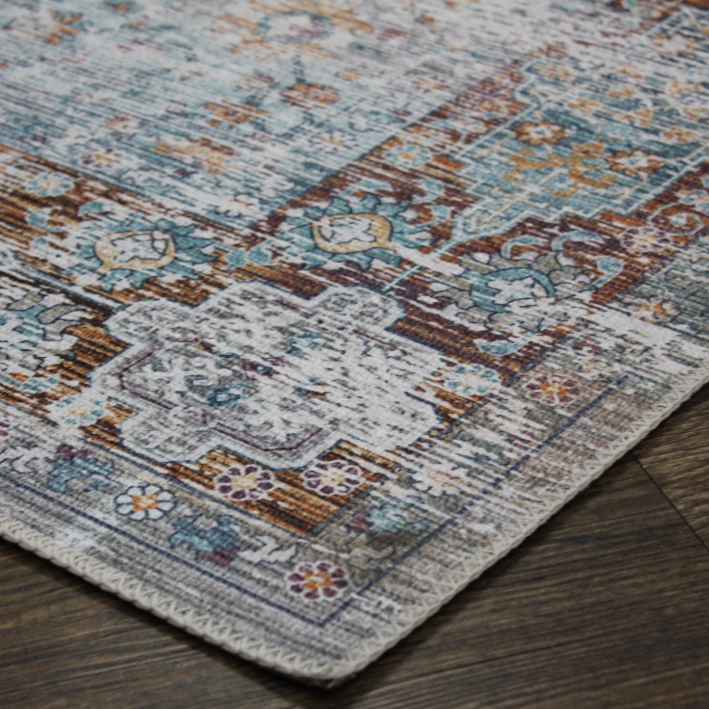 Beige Vintage Faded Design Printed Style Area Rug/ Carpet