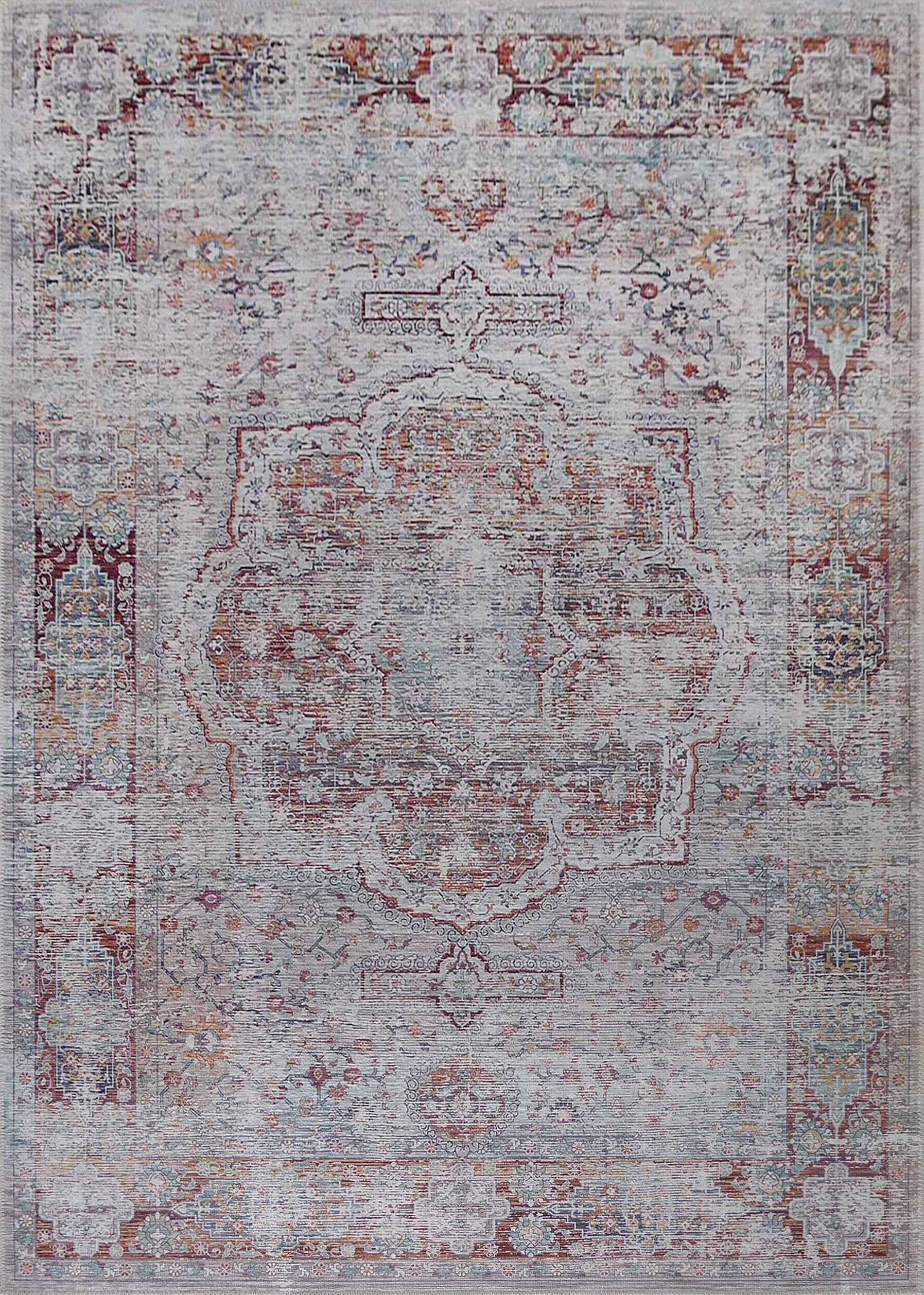 Beige Vintage Faded Design Printed Style Area Rug/ Carpet