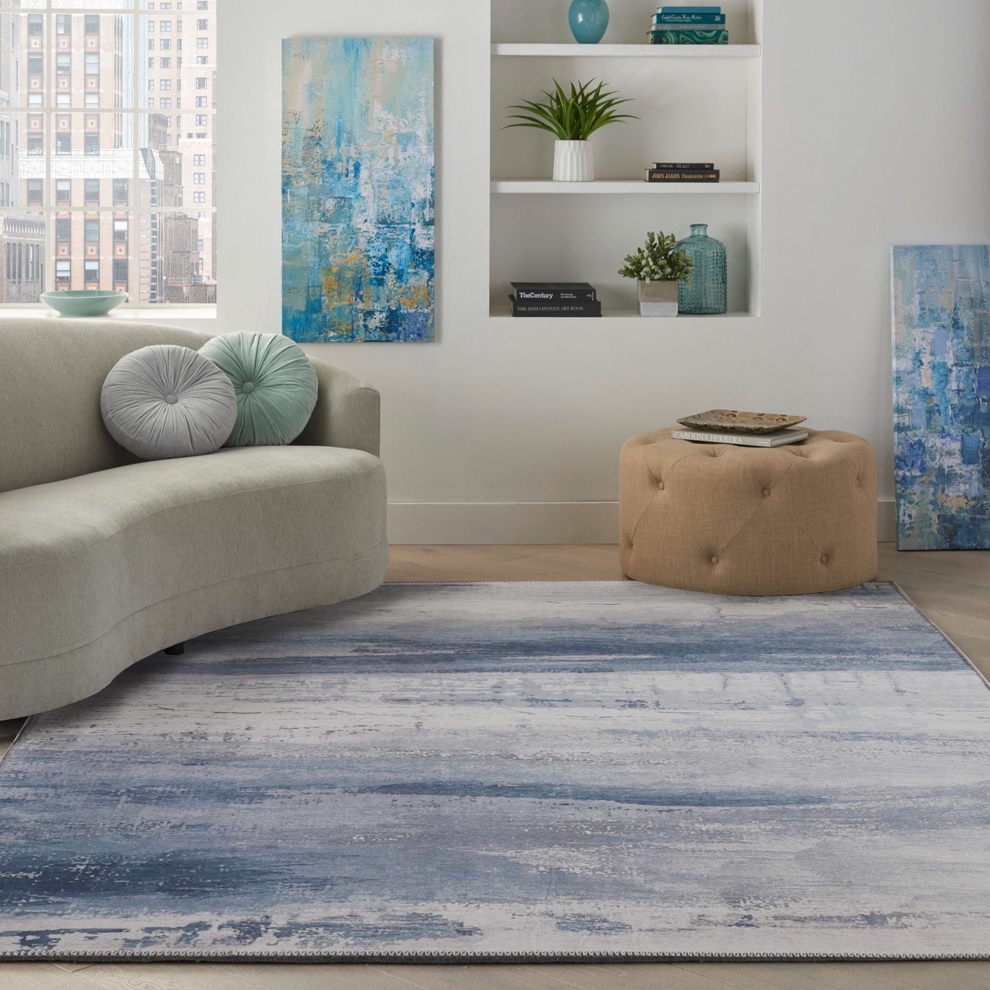 Blue Meadow Comfort Print Art Design Area Rug/ Carpet
