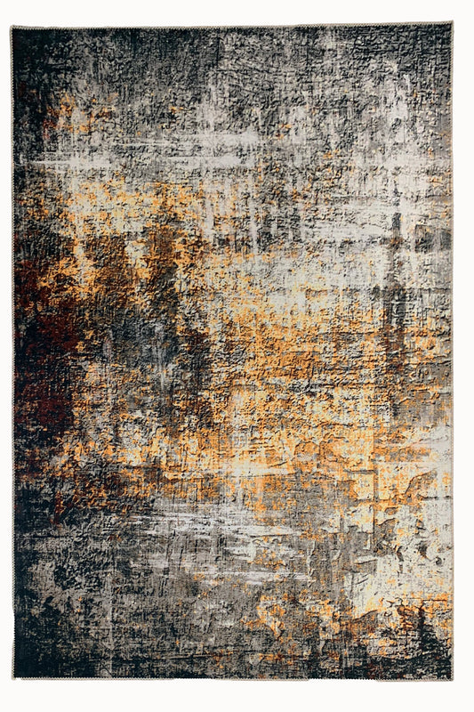 Yellow Gray Multicolor Print Vintage Design Area Rug/ Carpet