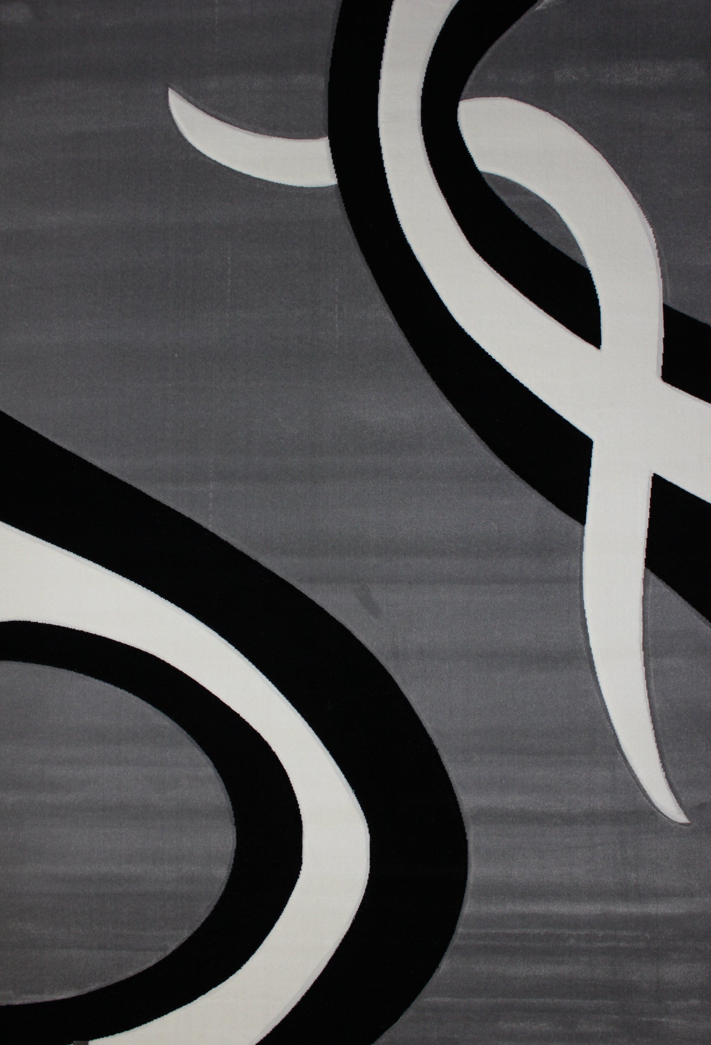 Soft Cozy 3D Look Black Gray Design Area Rug/ Carpet