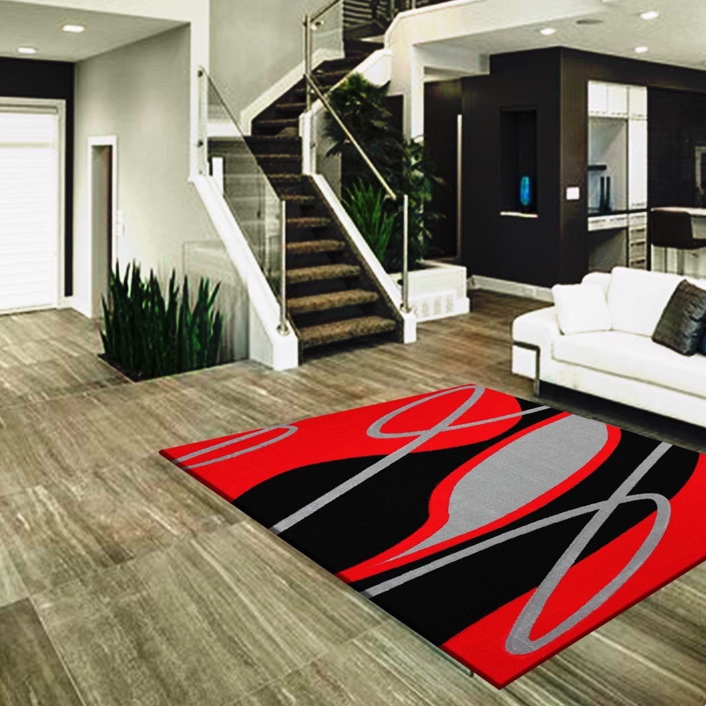 Soft Cozy 3D Look Lines Design Area Rug/ Carpet