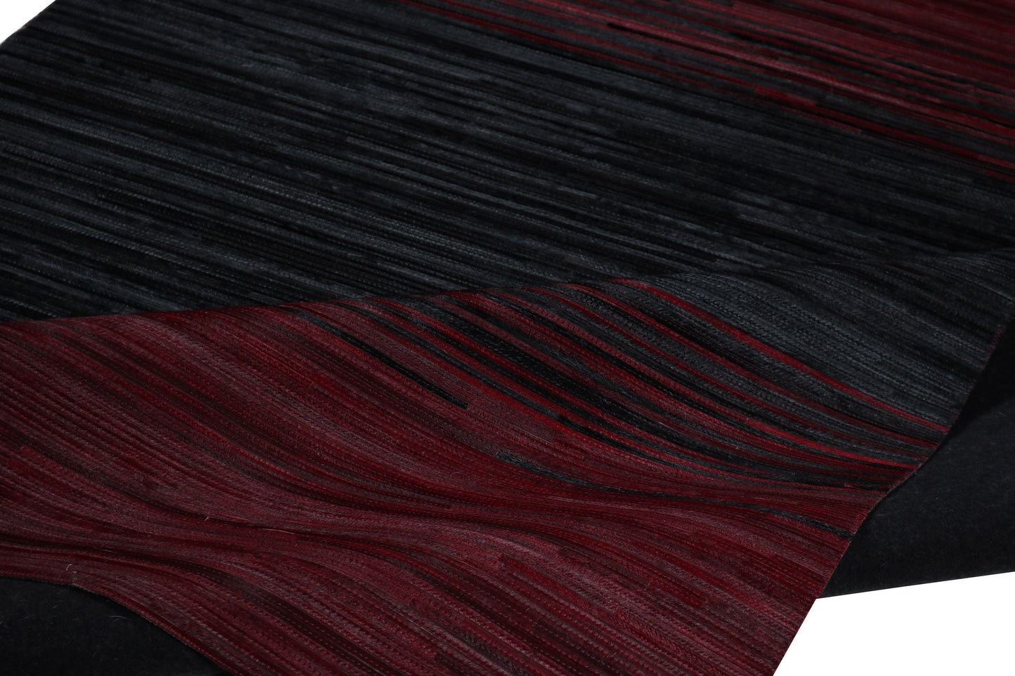 Red and Black Cowhide Rug – Geometric Pattern with Ombre Effect - Patchwork PCH211 Red